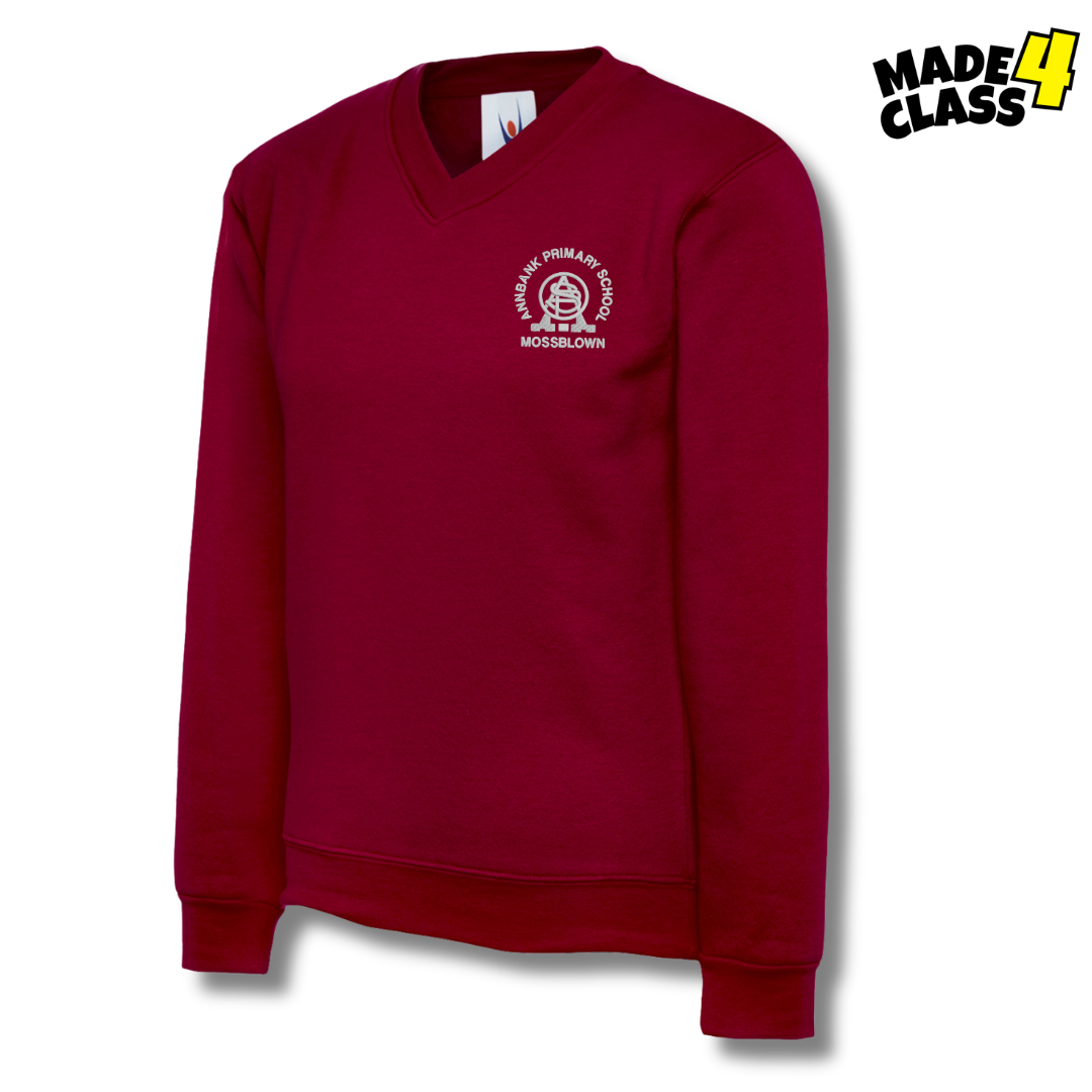 Annbank Primary UNEEK Classic School V-Neck Sweatshirt - Maroon