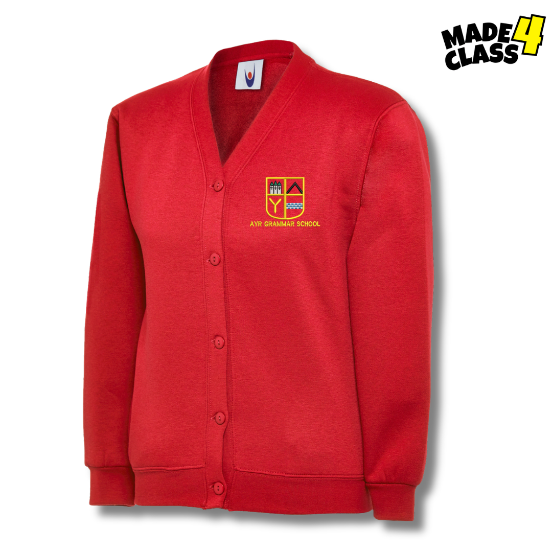 Ayr Grammar School UNEEK Classic School Cardigan Sweatshirt - Red