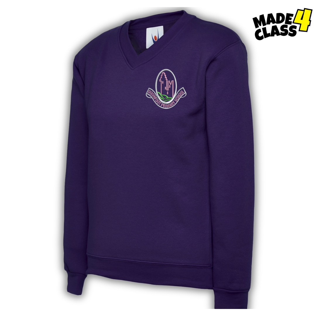 Doonfoot Primary UNEEK Classic School V-Neck Sweatshirt - Purple