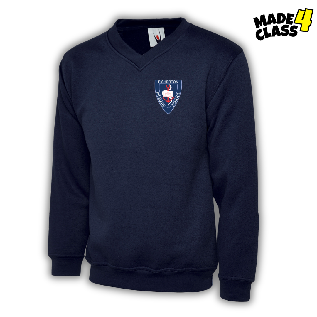 Fisherton Primary UNEEK Classic School V-Neck Sweatshirt - Navy