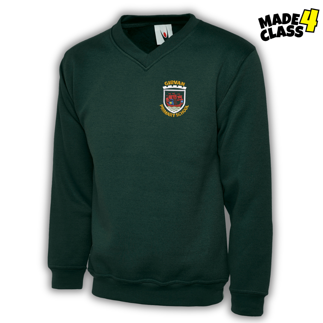 Girvan Primary UNEEK Classic School V-Neck Sweatshirt - Bottle