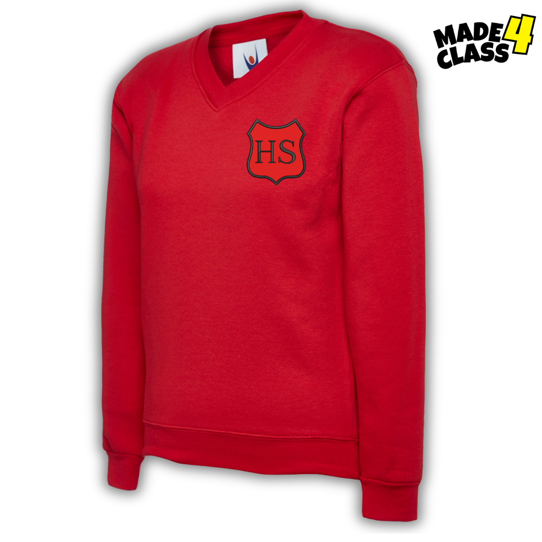 Heathfield Primary School UNEEK Classic School V-Neck Sweatshirt - Red