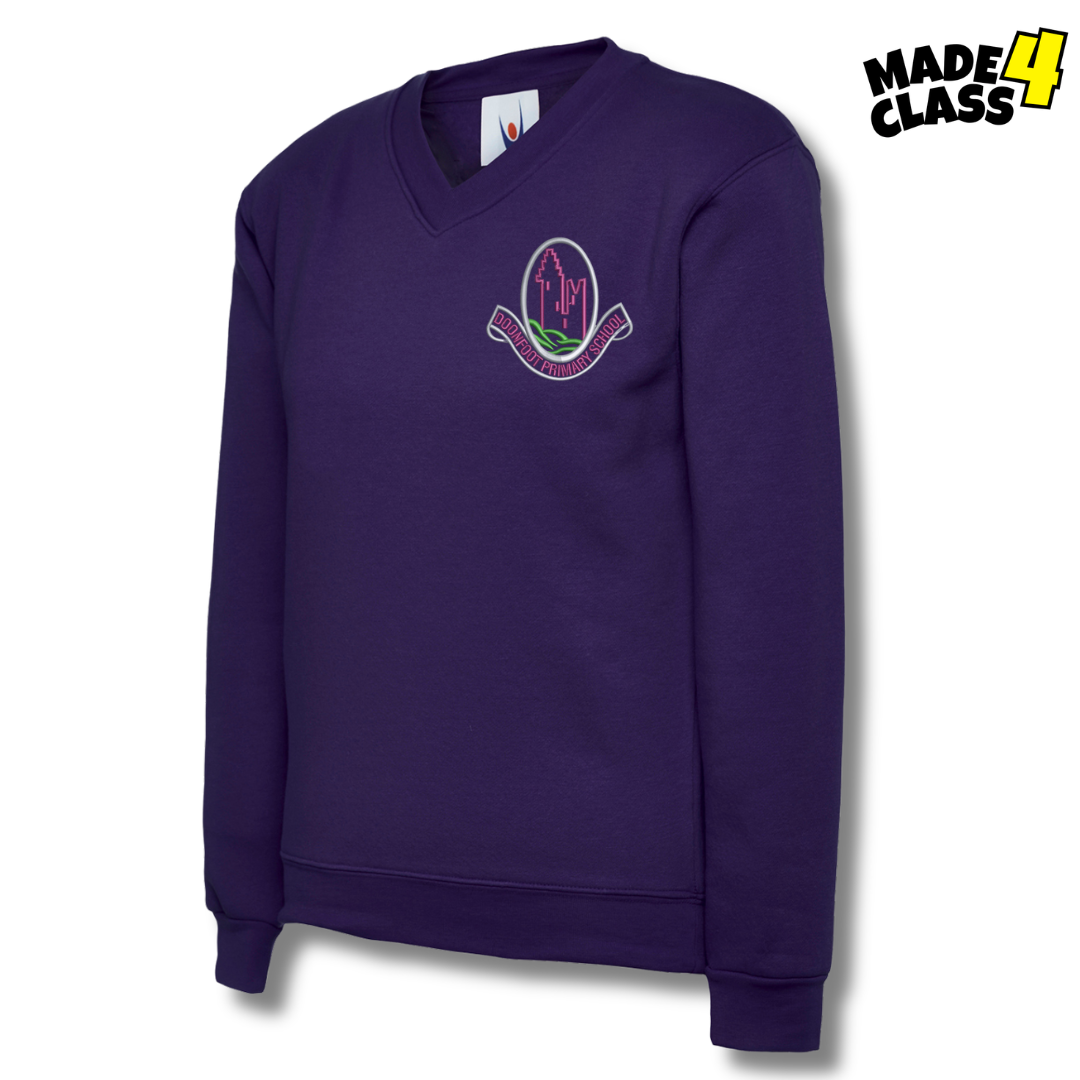 Doonfoot Primary UNEEK Classic School V-Neck Sweatshirt - Purple
