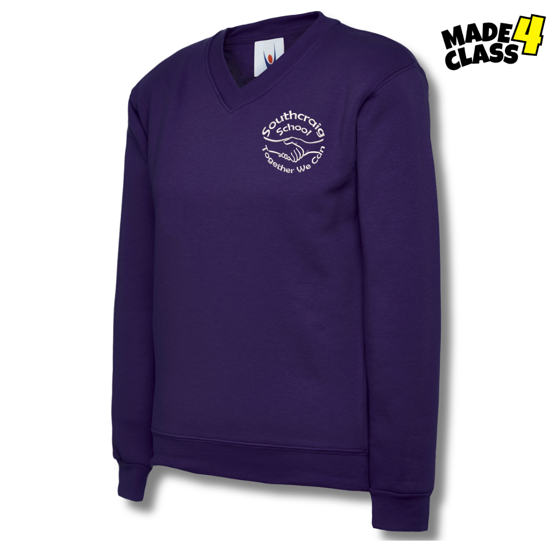 Southcraig Primary School UNEEK Classic School V-Neck Sweatshirt - Purple